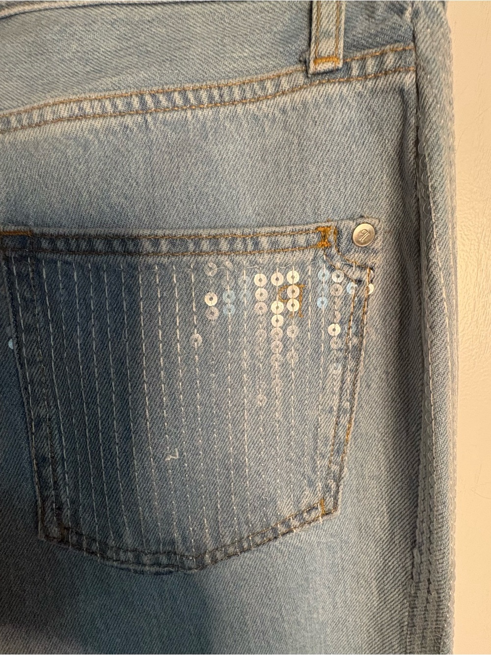 Pilcro Light Wash Sequin Wide Leg Jeans - Picture 3 of 8